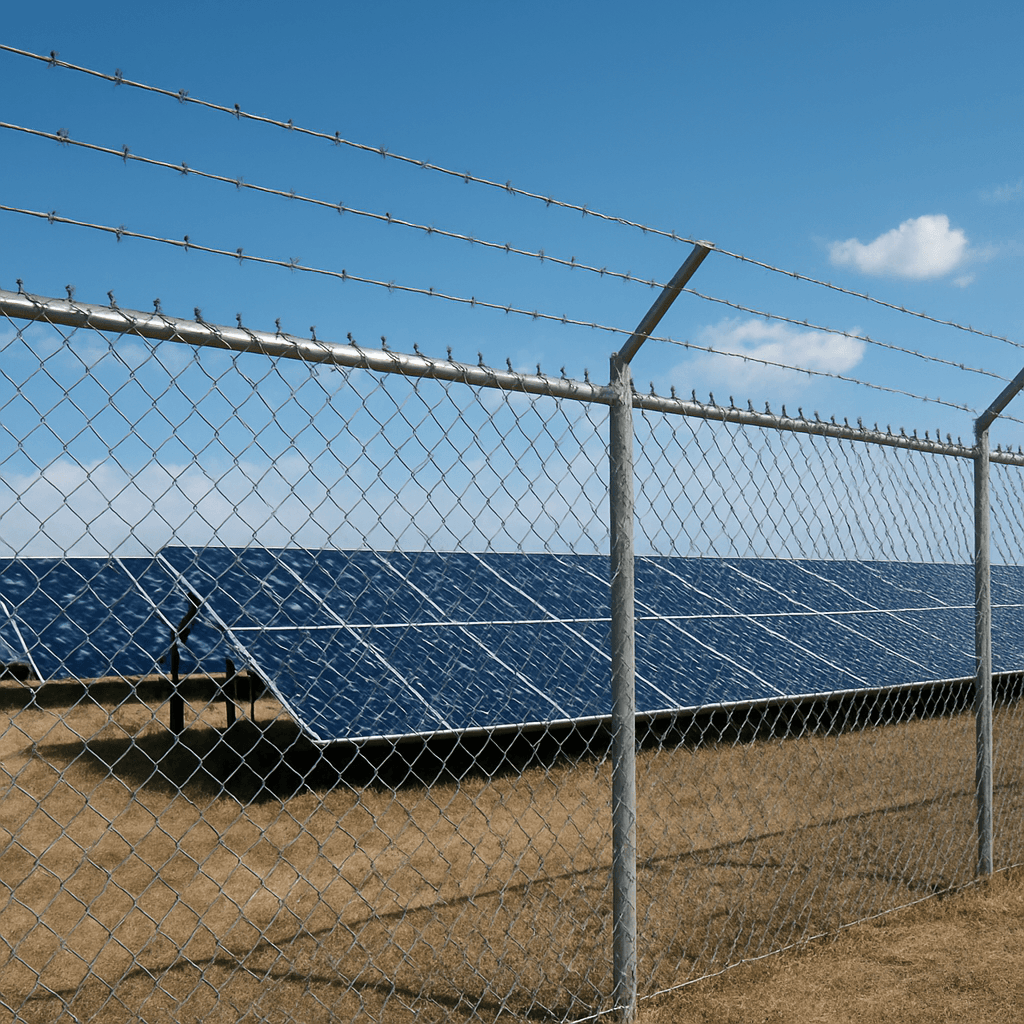 Solar site protected by a galvanized perimeter fence